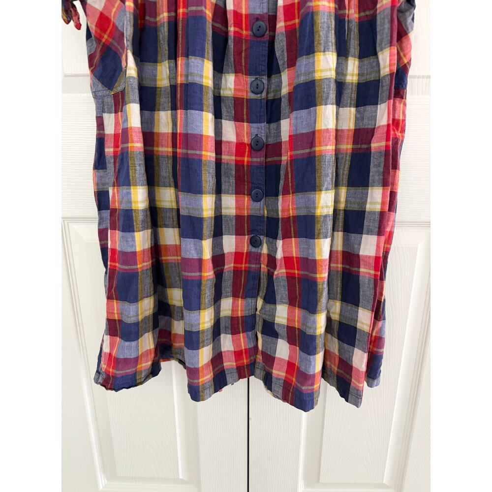Vintage Victoria Harbor Madras Plaid Button Front Cotton Midi Dress Cottagecore - Picture 5 of 7